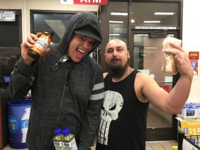 Gas stations were easy places to get food while we also got gas for the van. On our way to Colorado Springs, CO, Lane Steele (lead vocals and bass) bumped into a friend on their tour.